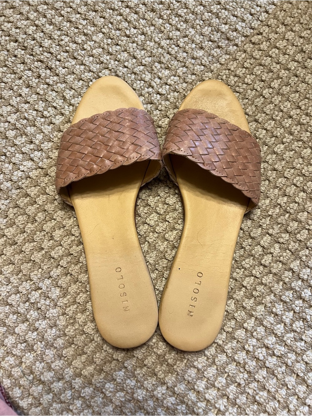 Leather Woven Slide Sandals in Brown - Nisolo